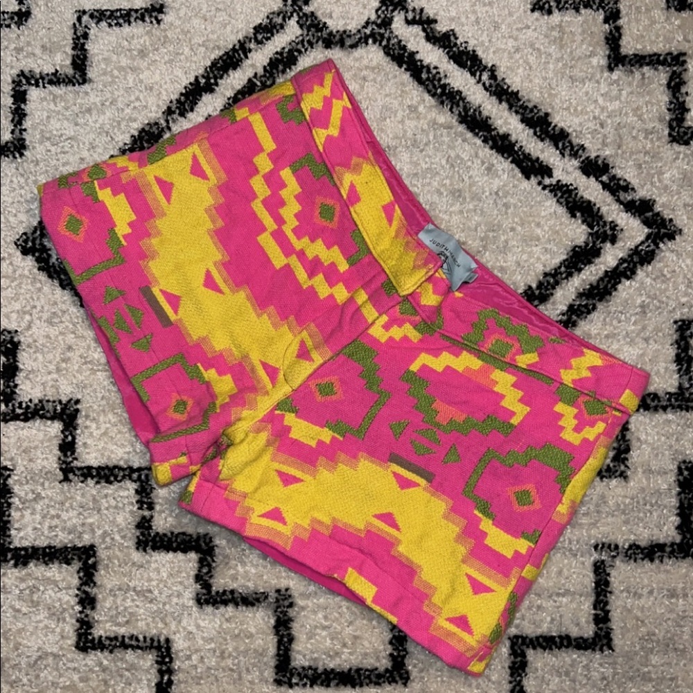 Judith March hot pink Aztec shorts